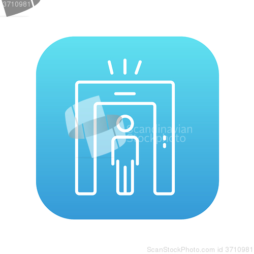 Image of Man going through metal detector gate line icon.