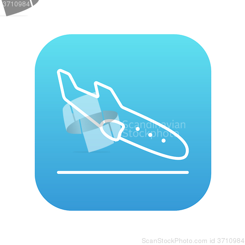 Image of Landing aircraft line icon.