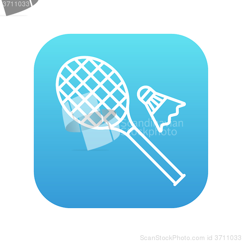 Image of Shuttlecock and badminton racket line icon.