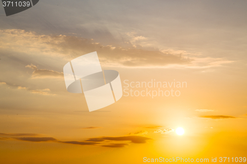 Image of in the red blue sky cloud   sunrise orange color
