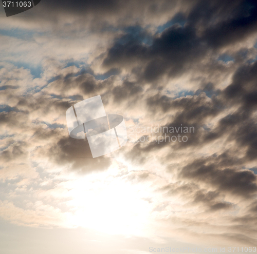 Image of in the red blue sky cloud and sunrise orange color