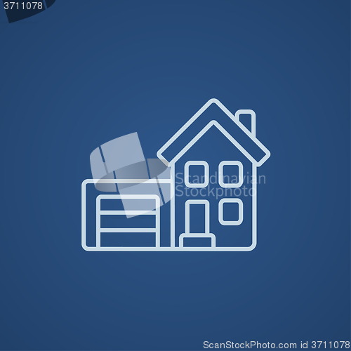 Image of House with garage line icon.