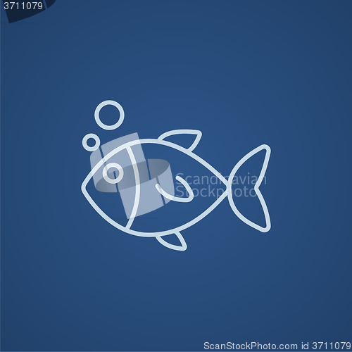 Image of Little fish under water line icon.