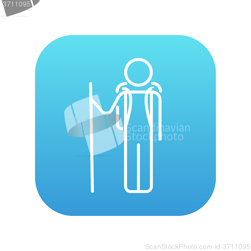 Image of Tourist backpacker line icon.