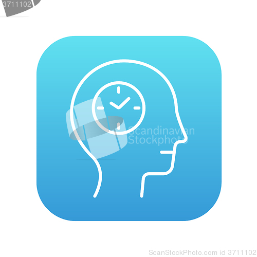 Image of Human head with clock line icon.