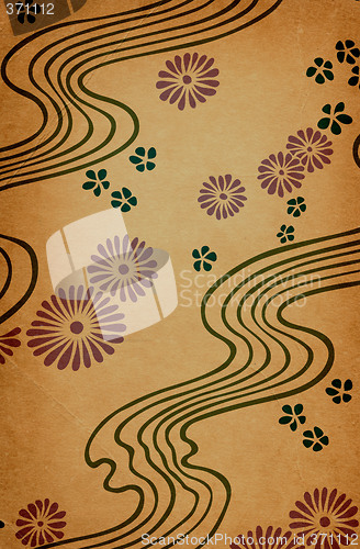 Image of design with flowers and waves