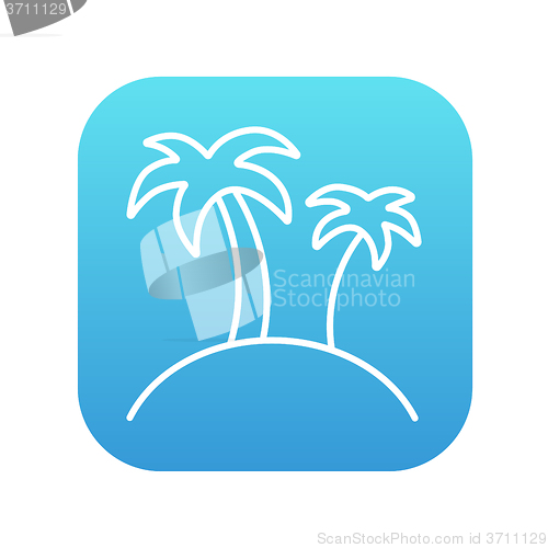 Image of Two palm trees on island line icon.