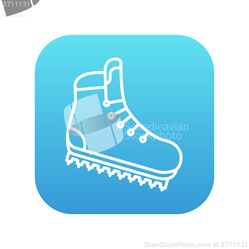 Image of Hiking boot with crampons line icon.