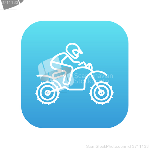 Image of Man riding motocross bike line icon.