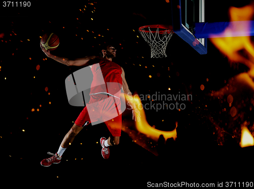 Image of double exposure of basketball player in action