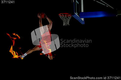 Image of double exposure of basketball player in action