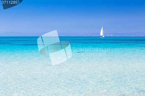 Image of Pelosa beach, Sardinia, Italy.