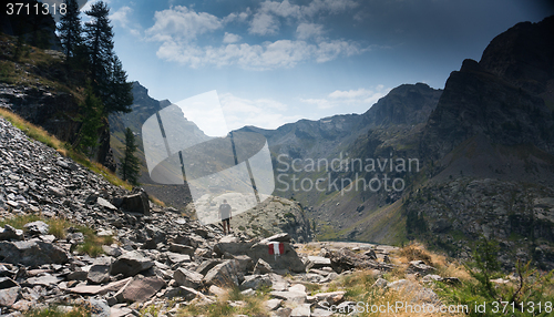 Image of Hiker tourist on a trail