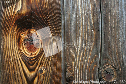 Image of details on fir plank with knots