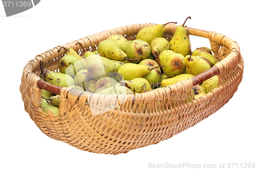 Image of wattle basket full of bio pears