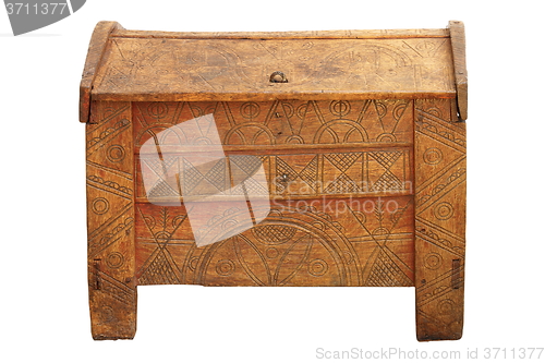 Image of traditional dowry coffer made of oak wood