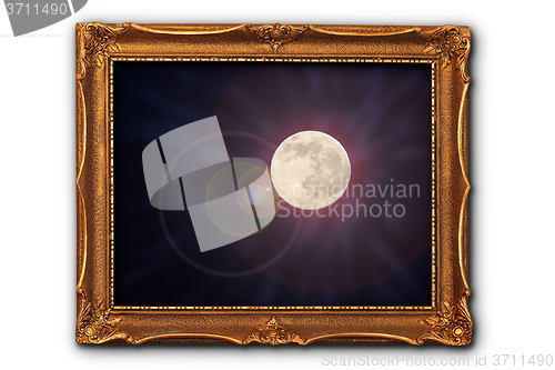 Image of full moon image in painting frame