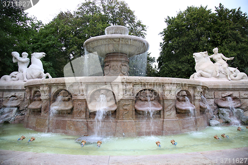 Image of The Wittelsbacher fountain at the Lenbachplatz in Munich, German