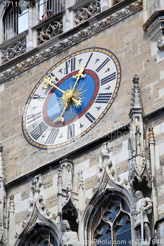Image of The clock on town hall at Marienplatz in Munich, Germany