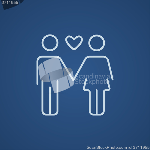 Image of Couple in love line icon.