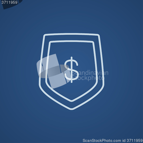 Image of Shield with dollar symbol line icon.