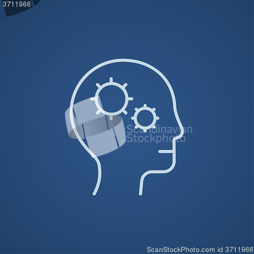 Image of Human head with gear line icon.