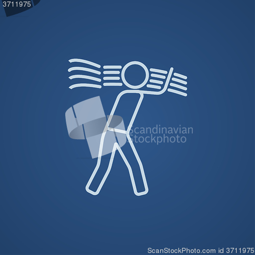 Image of Man carrying wheat line icon.