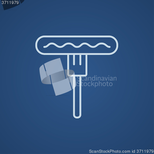 Image of Sausage on fork line icon.