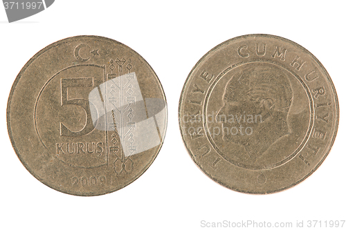 Image of 5 turkish kurus coin