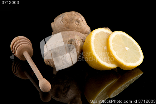 Image of Ginger root on black