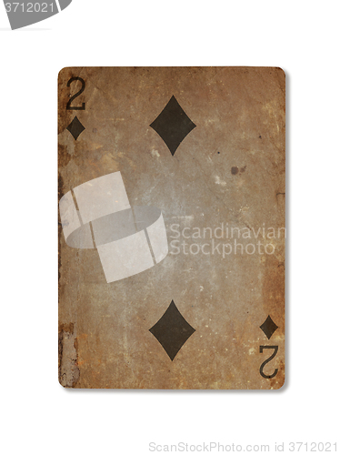 Image of Very old playing card, two of diamonds