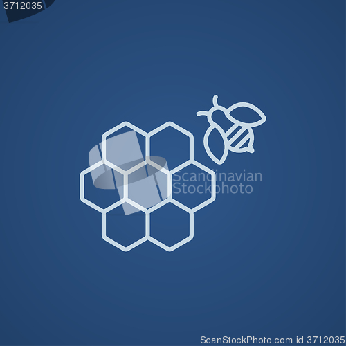 Image of Honeycomb and bee line icon.