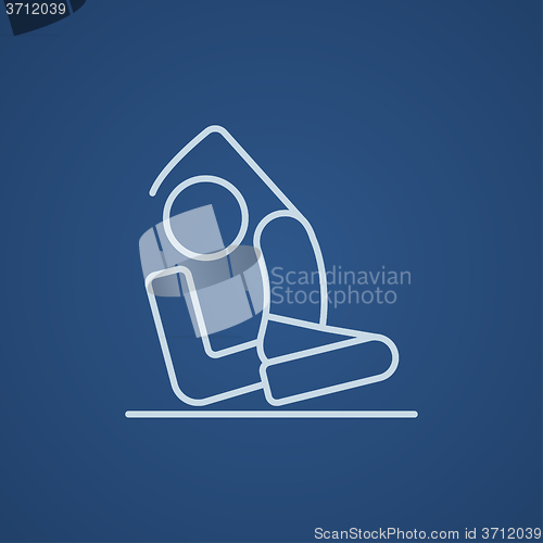 Image of Man practicing yoga line icon.