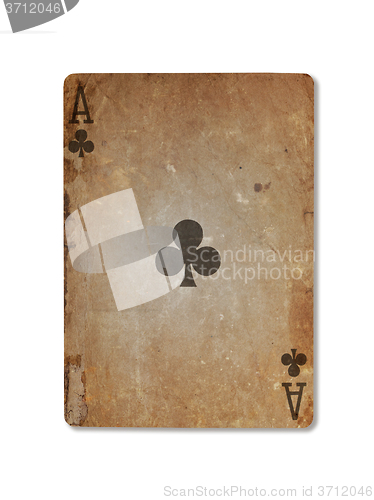 Image of Very old playing card, ace of clubs