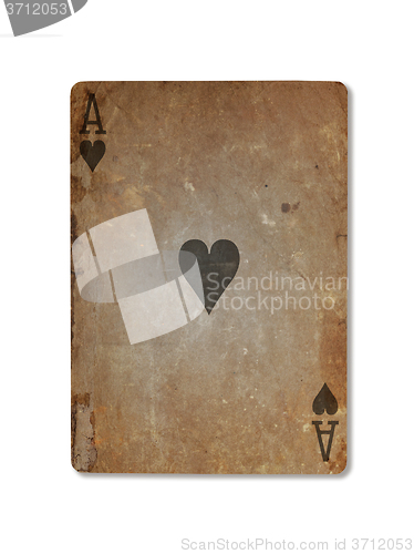 Image of Very old playing card, ace of hearts