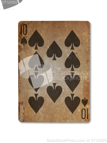 Image of Very old playing card, ten of spades