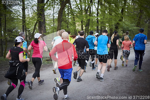 Image of Young runners in the park