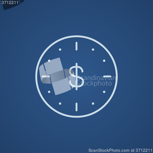 Image of Wall clock with dollar symbol line icon.