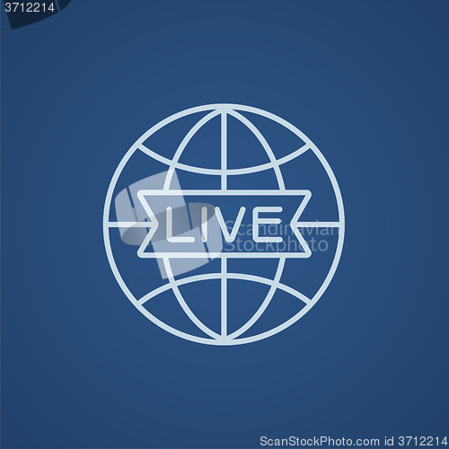 Image of Globe with live sign line icon.