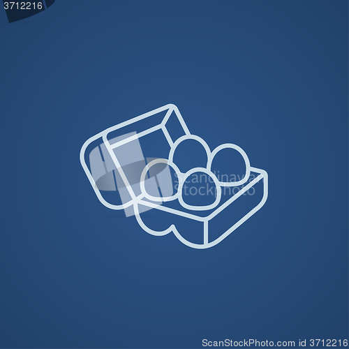 Image of Eggs in carton package line icon.