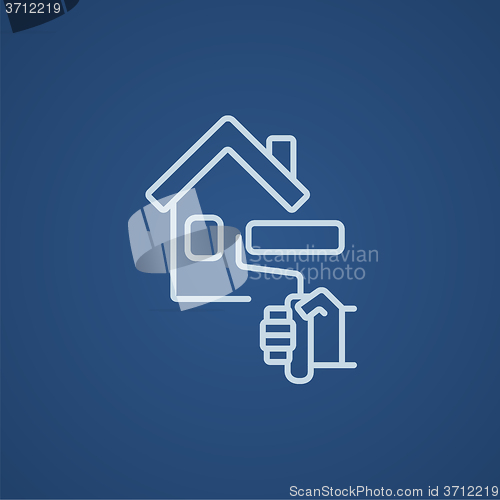 Image of House painting line icon.