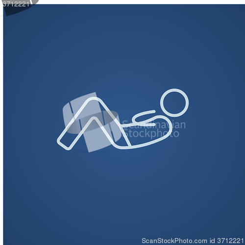 Image of Man doing abdominal crunches line icon.