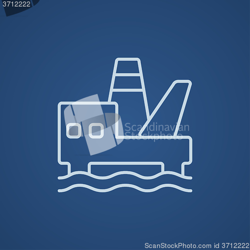 Image of Offshore oil platform line icon.