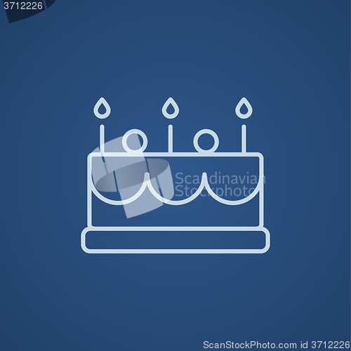 Image of Birthday cake with candles line icon.