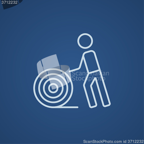 Image of Man with wire spool line icon.