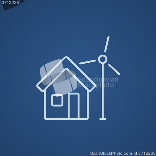 Image of House with windmill line icon.