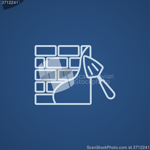 Image of Spatula with brickwall line icon.