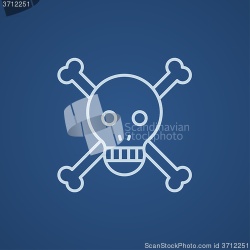 Image of Skull and cross bones line icon.