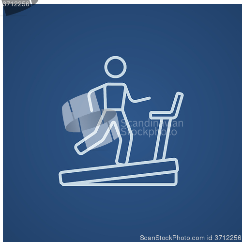 Image of Man running on treadmill line icon.