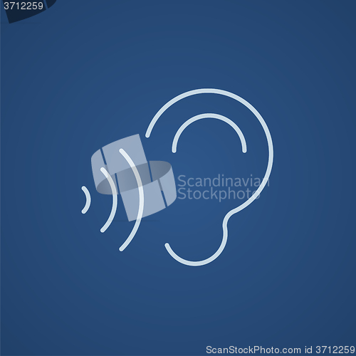 Image of Ear and sound waves line icon.